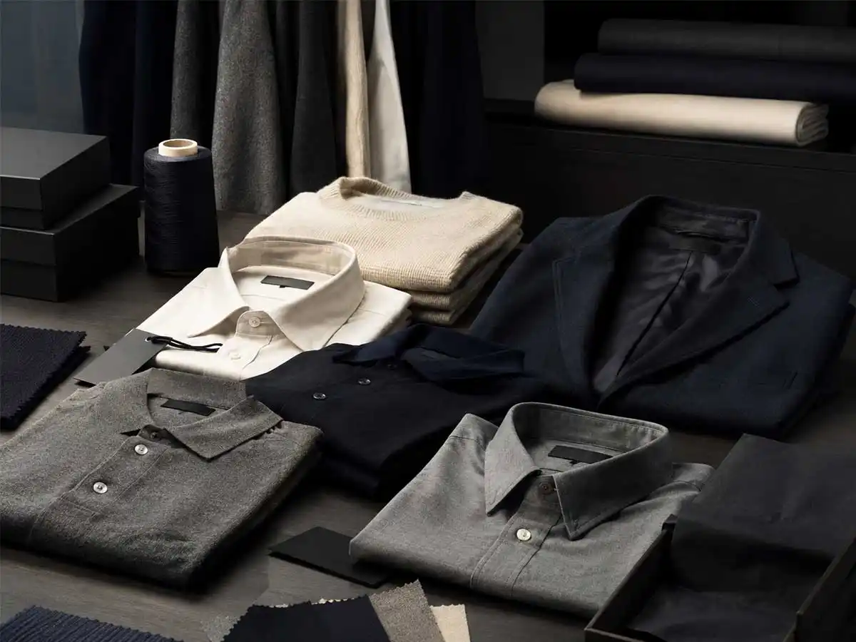 Private-label apparel samples prepared for branded programme production