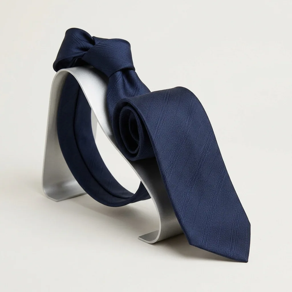 Coordinated navy corporate tie and matching fabric headband