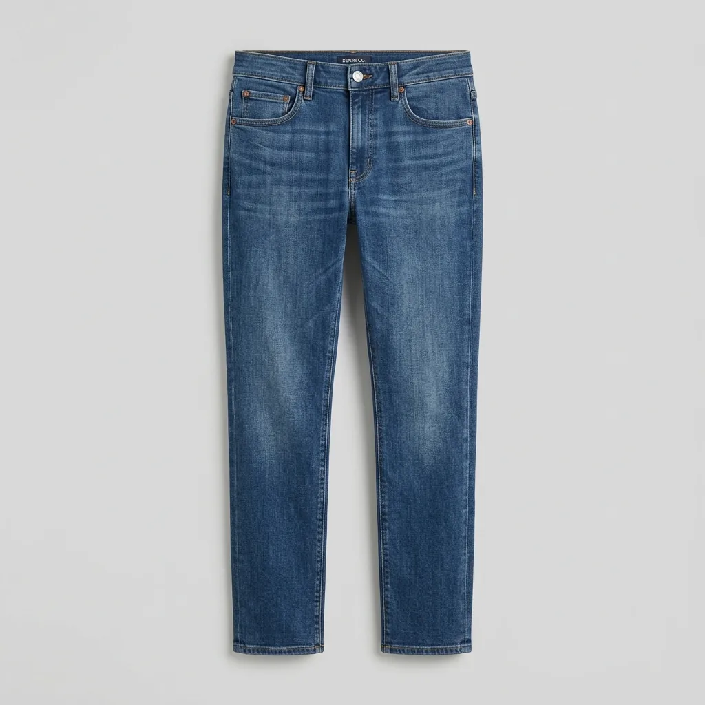 Stretch denim jeans with a clean slim silhouette and medium wash