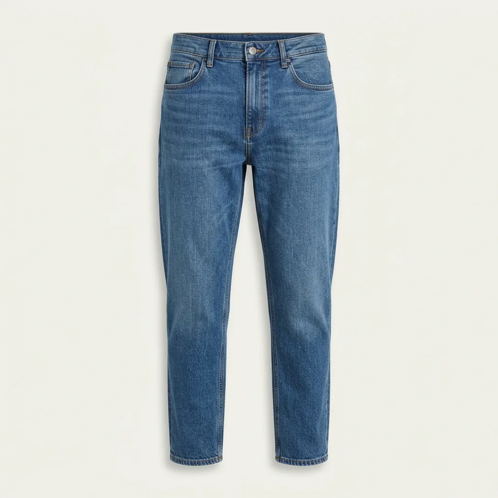 Tapered denim jeans with room through the thigh and a narrower hem