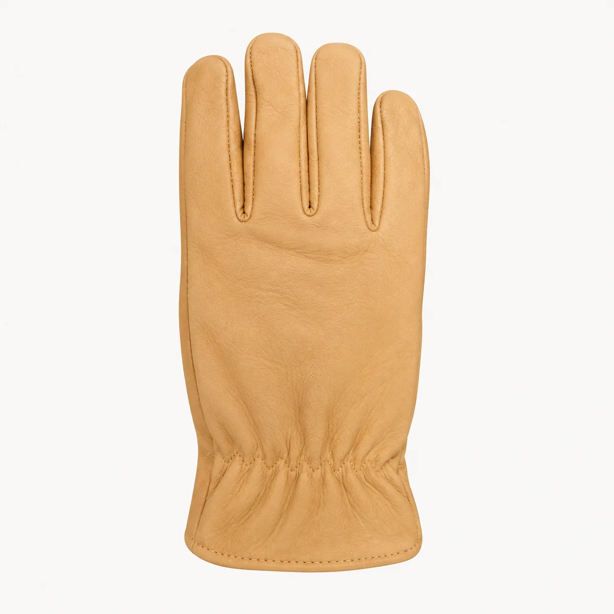 Tan leather driver glove with elasticated wrist and clean short cuff