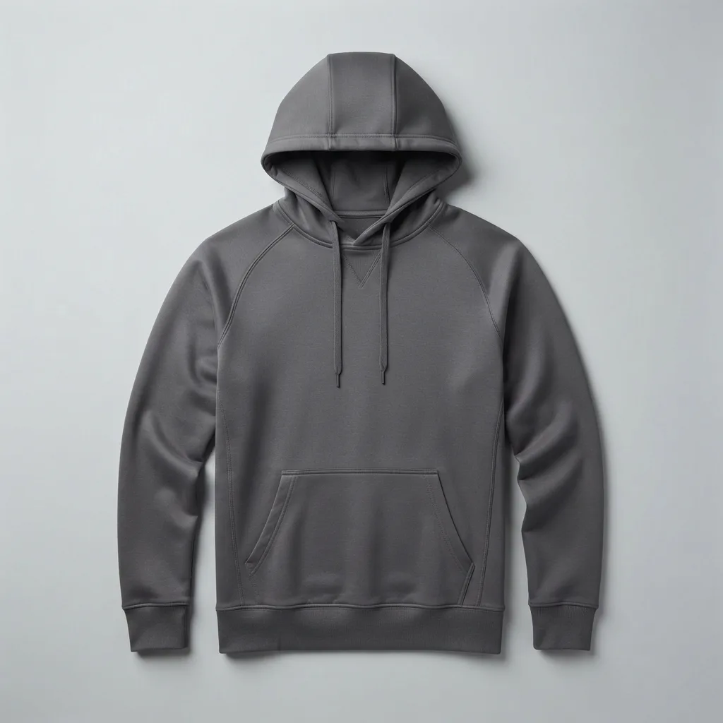 Charcoal sports hoodie with hood, kangaroo pocket and ribbed cuffs