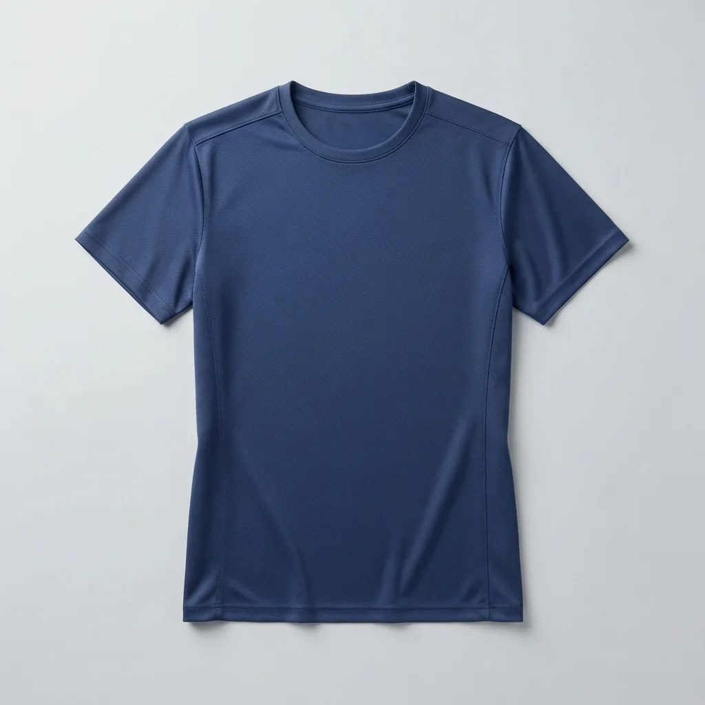 Navy short-sleeve performance T-shirt with crew neckline