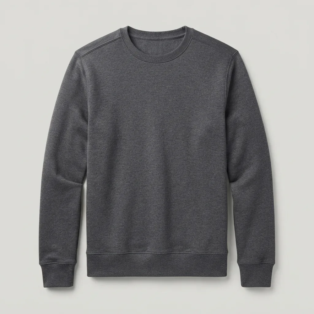 Charcoal crewneck sports sweatshirt with ribbed cuffs and hem